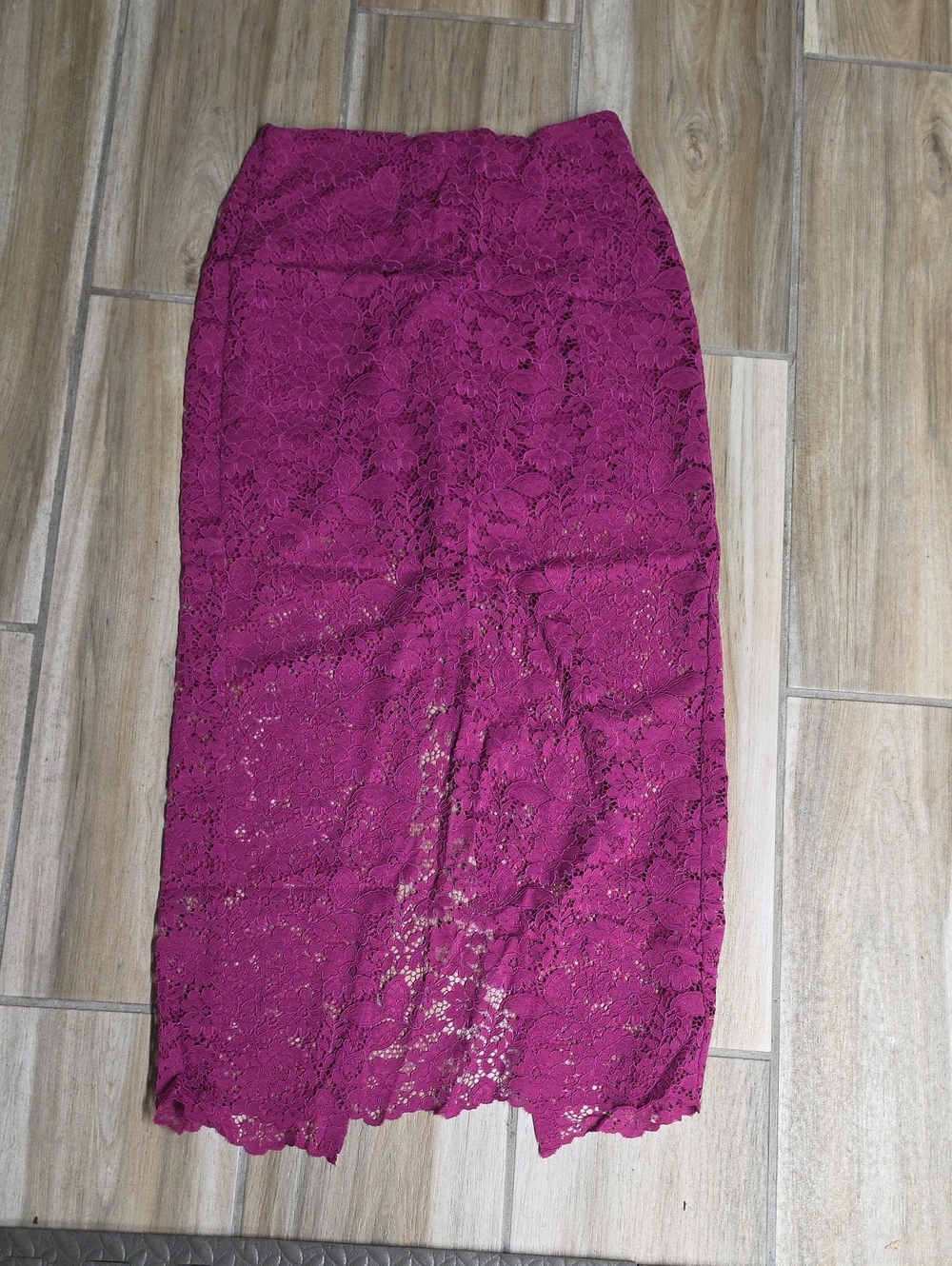 Zara Fuchsia Lace Pencil Skirt Sz M
